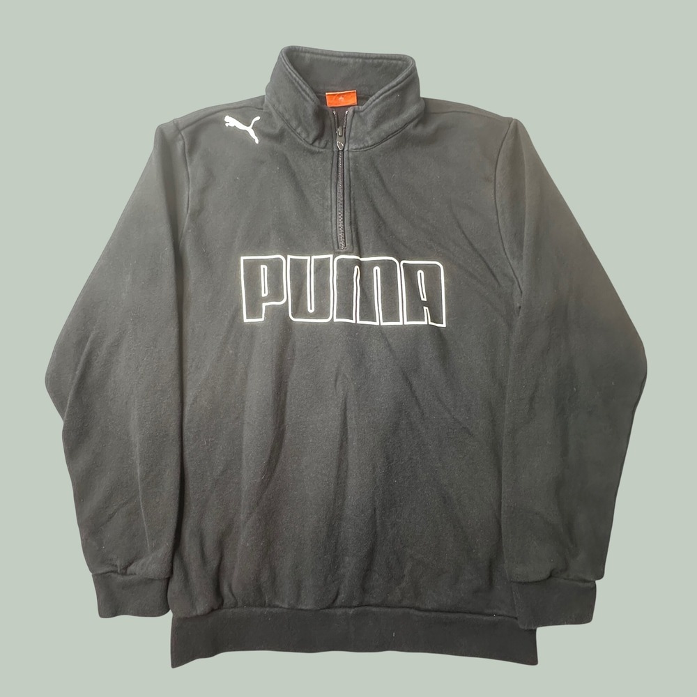 Puma Pullover Boys XL 652969 Black Quarter Zip Logo Sweatshirt Streetwear Kids
